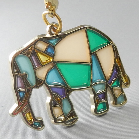 stained glass keychain elephant