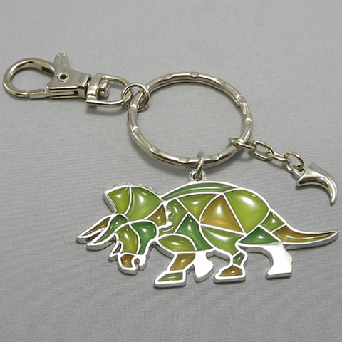 stained glass keychain Triceratops