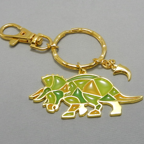 stained glass keychain Triceratops