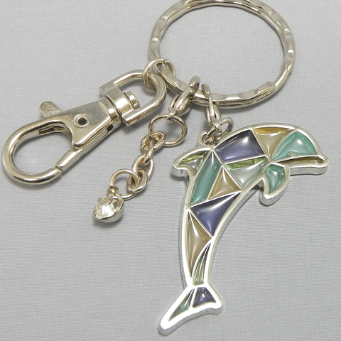 stained glass keychain Dolfin Blue