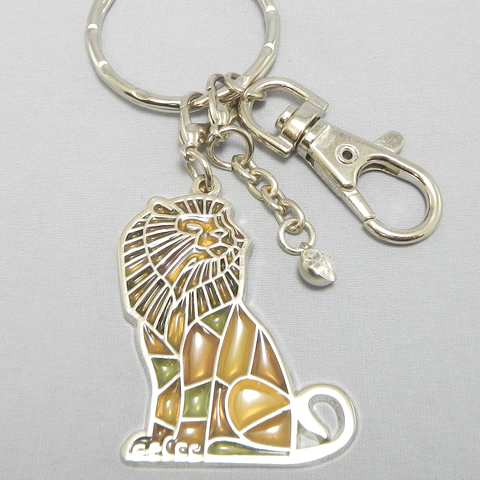 stained glass keychain lion