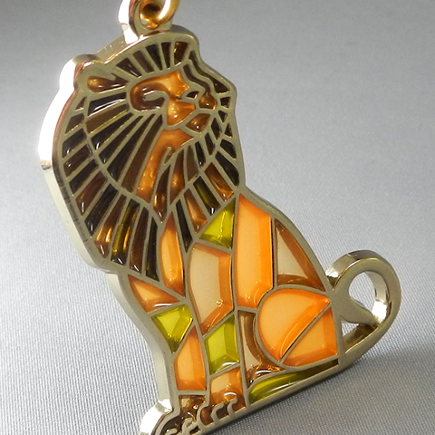 stained glass keychain lion