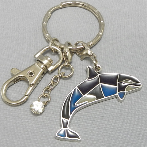 stained glass keychain orca