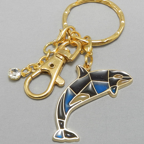 stained glass keychain orca