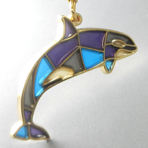 stained glass keychain orca